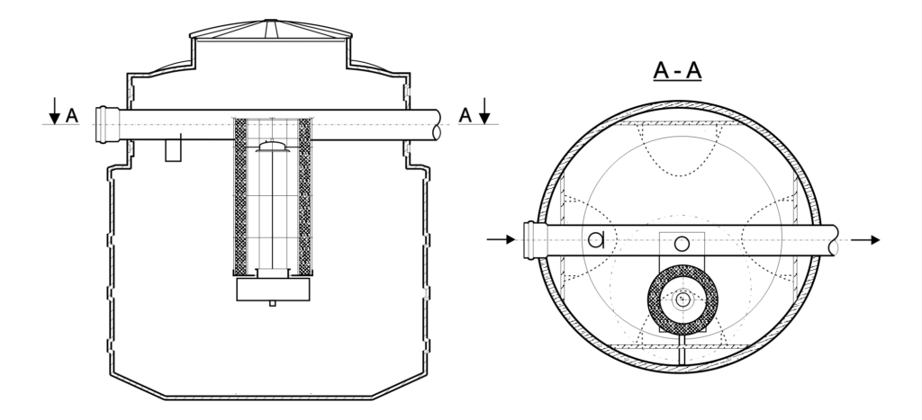 Separator koalescencyjny z osadnikiem i kanałem odciążającym ECO-K PE